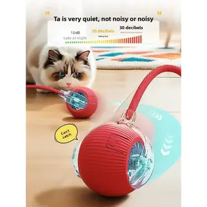 Upgraded Smart Sensor-Activated Automatic Rolling Ball Toy for Cats, Self-Moving Chase Toy with Wiggle Tail Rope, Indoor Interactive Play for Small Dogs Puppies