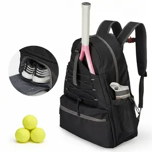 Professional Tennis Backpack with Shoe Compartment, Padded Racket Bag for 2 Racquets, Pickleball & Badminton Bag with Fence Hook, Water-Resistant Sports Backpack for Men & Women, Fits Size 13 Shoes, Reflective Strip for Safety, 20L