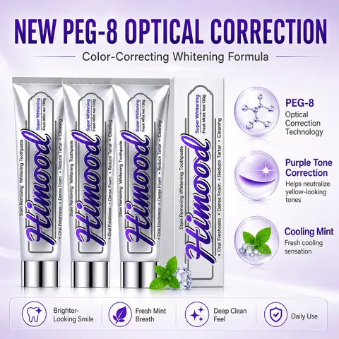 【NEW PEG-8 OPTICAL CORRECTION】Himood Micro-Polishing Whitening Toothpaste 130g - Deep Cleans Stains with Polishing Crystals Infused with Protective Minerals for Instant Brightness & Lasting Enamel Care Oral