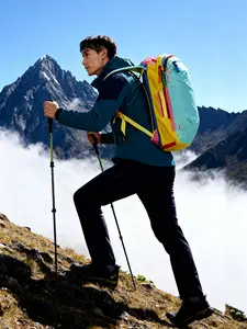 Outdoor Hiking Sport Backpack, Daypack for Hiking, Large Capacity, Colorblock Pattern, All Seasons Use, Sporty Style, Ideal for Outdoor Activities