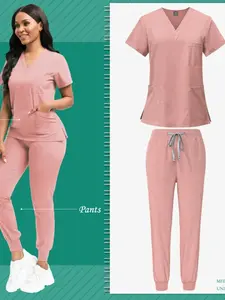 Short Sleeve Vet Tech Scrubs Jogger Pants for Pet Lovers Durable & Cute Nurse Uniform for Animal Hospital