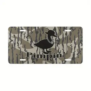 Sandy Bottom Camo with "Pimpin' Duck" Vanity Plate, License Plate, Gifts for Him