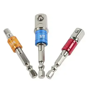 3-Piece Hex Screwdriver Bit Set, Colorful Conversion Adapter Kit, Fits 1/2-Inch to 3/8-Inch to 1/4-Inch Drill Bits, Hex Shank Drill, Essential Tool