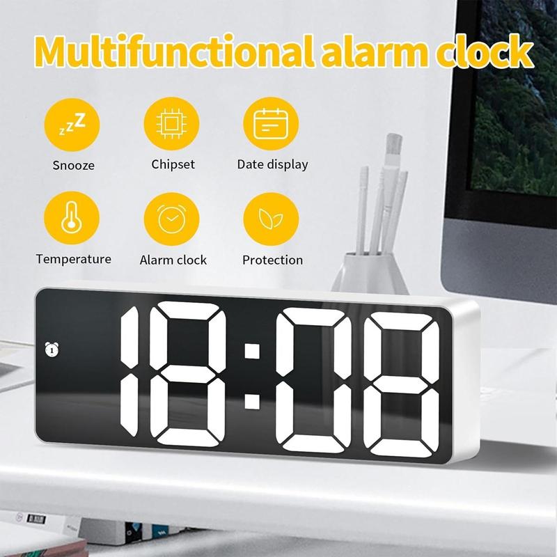 Led Mirror Alarm Clock, 1 Count Modern Exquisite Sound Control Battery Powered Digital Clock, Desktop Electronic Clock for Bedroom Office Home Decor(without Battery)