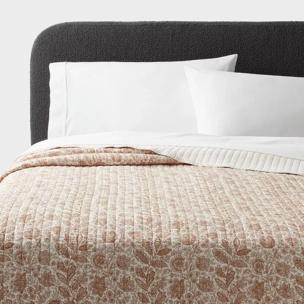 Printed Cotton Voile Tonal Floral Quilt - Threshold
