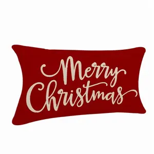 Christmas Pillow Covers Decorations Red Merry Christmas Farmhouse Throw Pillow Covers Great Gift for Christmas 12" X 20" 1 Pack MetMetalrt
