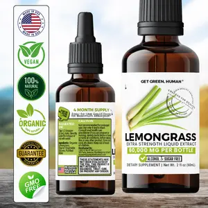 Organic Lemongrass Tincture Get Green Human Herbal Liquid Supplement 60000mg for Digestion and Bloating Support with Lemongrass Extract