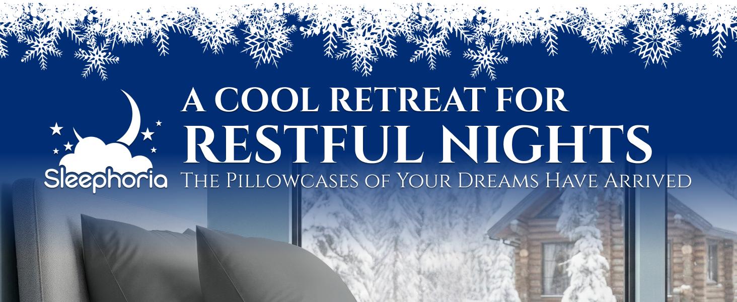 SLEEPHORIA Cooling Pillow Cases for Hot Sleepers, 2 Pack Standard Size Cool Pillow Case Cover with Durable Zipper, Silky Soft & Stays Cool All Night, Gentle on Hair & Skin