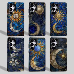 [Samsung S25 New]Sun Moon Celestial Faux Stained Glass Collection Printed Phone Case for Samsung Galaxy S25/S24/S23/S22/S21/PLUS/FE/Ultra/NOTE20/A71/A56/A55/A54/A53/A52/A36/A35/A34/A26/A25 Shockproof Wireless Charging Thickened Phone cover Fashion Trendy