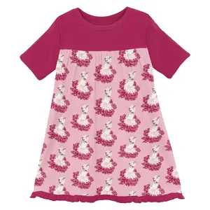 Print Short Sleeve Swing Dress in Cake Pop Thumbelina