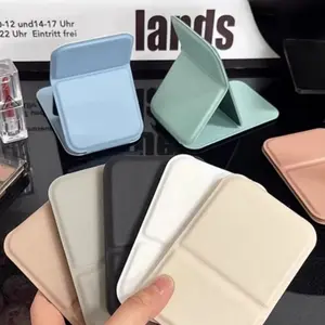 Portable Fashion Makeup Mirror Set, PU Base, Washable Cosmetic Mirrors, Ideal for Dorms and Desks, Daily Essential Items, Portable Folding Mirror