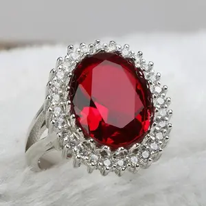 Huge 15mm Oval Ruby Red Silver Ring