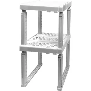 Locker Organizer Shelf Adjustable Width and Height Stackable Ideal for School Office Gym Lockers Kitchen Cabinets & Under Sink Organization White 2 Pack