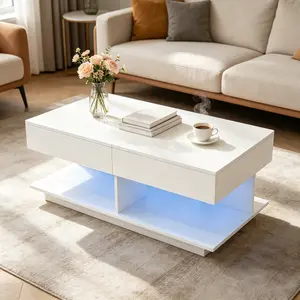41.3''-76.7'' Extendable Coffee Table with Multiple Hidden Storage Compartments for Living Room