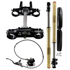 790mm 31 inch Front Forks Suspension Shocks with 45/48mm Triple Tree Mount Clamp Upside Down Assembly Wheel End and Hydraulic Front Brake Caliper Cylinder for Dirt Bike Pit Mini Bike Motorcycle Frame