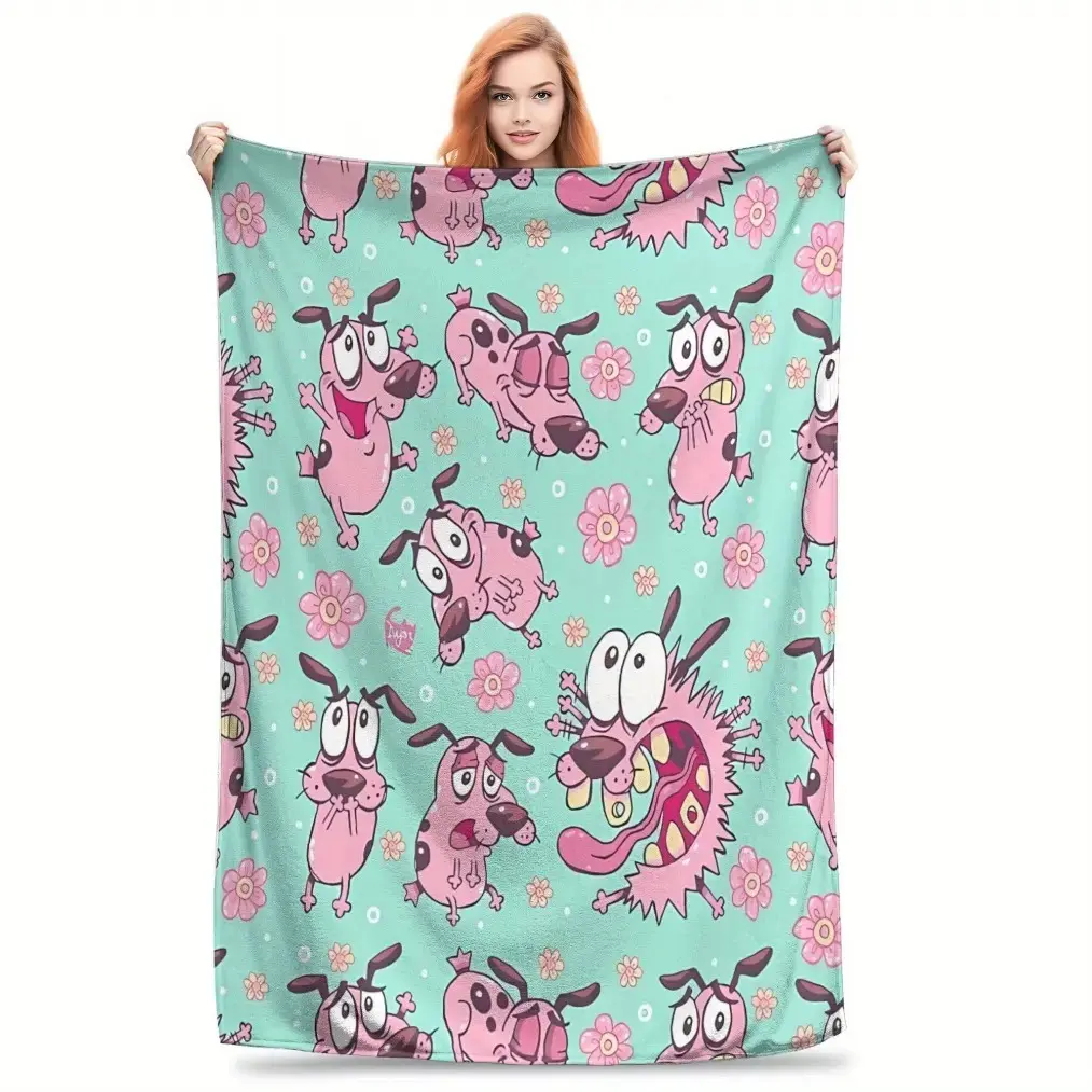 Courage the Cowardly Dog Comfortable Blanket for Sofa Bedroom Bed Home Office, Nap Blanket Travel Picnic Blankets, Gift for 90s Cartoon Fans, Cute Aesthetic Room Decor Warm Haven Textiles