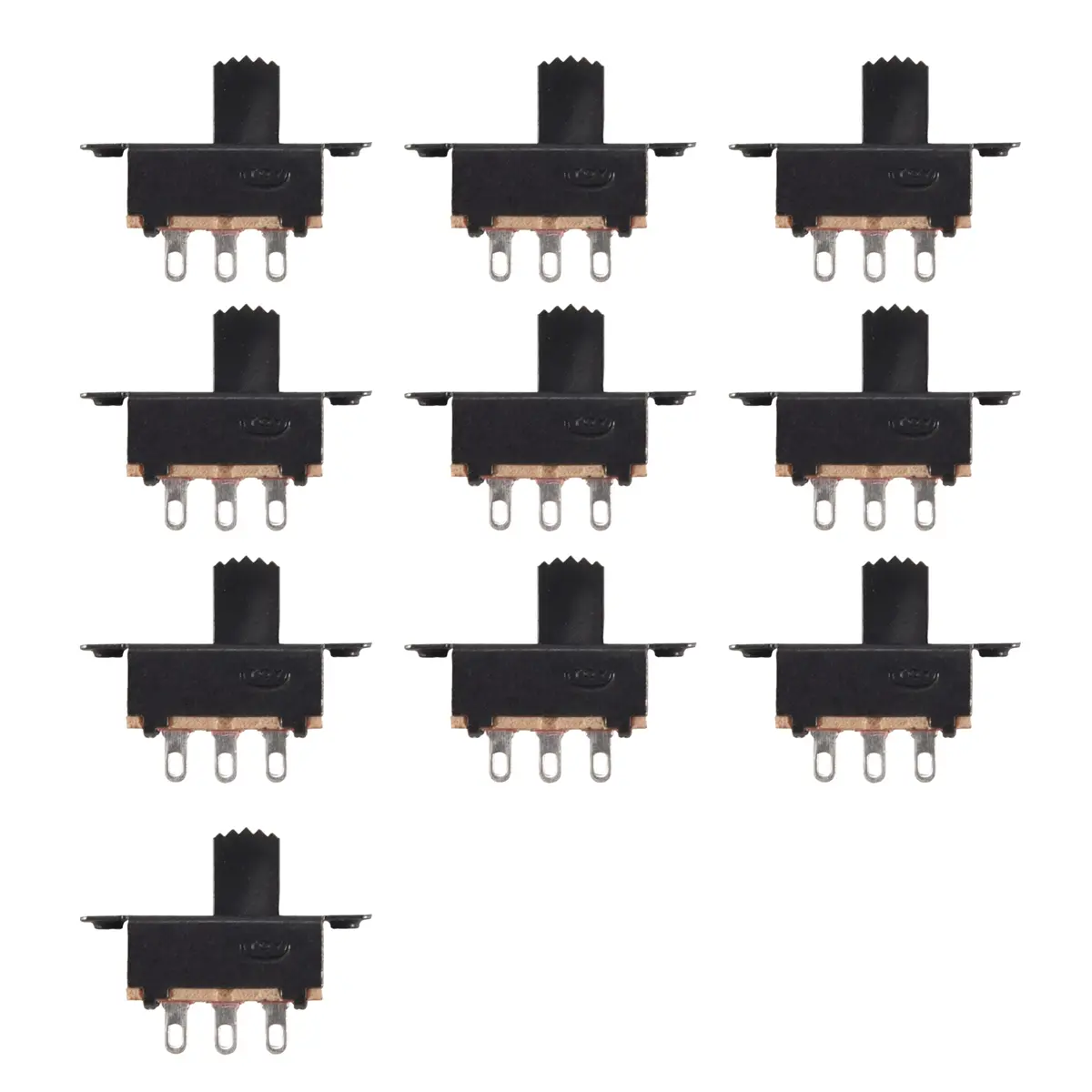 Automotive & Motorcycle Mini DPDT 2P2T Panel Mount Slide Switches (10-Pack) - Vertical Handle, SS22F25-G7 2-Position Solder Lug, 0.5A 50V DC, 23x7.5x21mm, 4mm, 6 Terminal, Mini Body, Contact Resistance:30mohm Max for DIY Projects, 2 Pole 2 Position