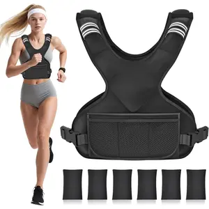 Walking Home Workout Weighted vest for BEGINNERS Adjustable Weighted Vest for Women Men, 4-10lb/11-20lb/ Vest with 6 Ironsand Weights, Weight Vest with Reflective Strip for Running, Walking, Exercise, Strength Training
