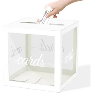 White Clear Cards Box, White Cards Receiving Box For Wedding, Engagement, Birthday, Bridal or Baby Shower, Graduation, Anniversaries Party Decorations Supplies