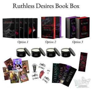Dark Romance Series Book Box with Character Scent Candles | Ruthless Desires Series by Elira Firethorn, a Why Choose Dark Romance with Sprayed Edges