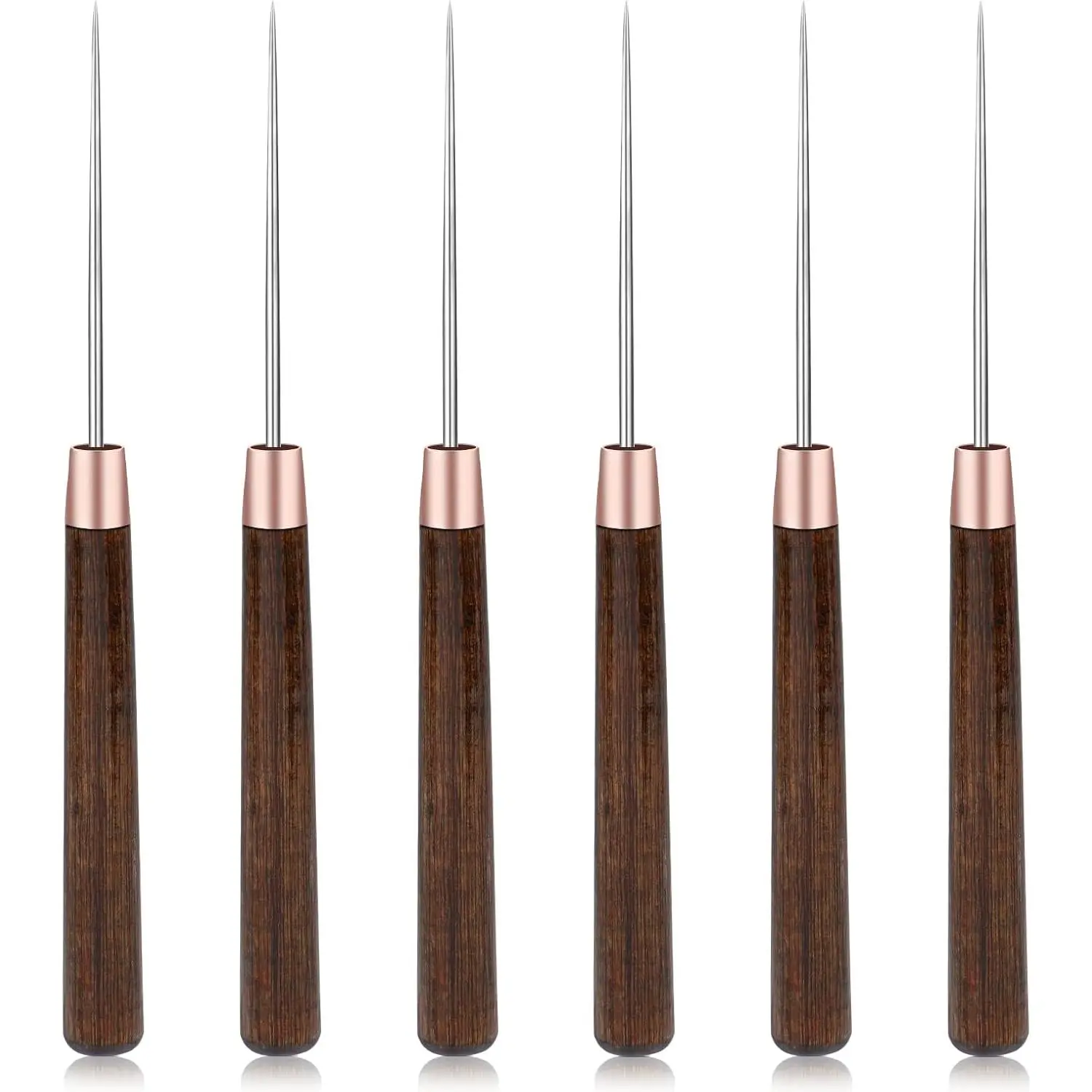 6 count Scratch Awl Tool, Awl Tool Sewing with Wooden Handle, Leather Stitching Sewing Awl Leather Scratch Awl Punch Tool for Stitching Punching Sewing DIY Leather Craft Repair