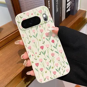 Rounded Edge Phone Case for Google Pixel 10 9 8 7 Pro A XL Floral Delight Pattern Anti-Scratch Shockproof Soft Liquid Silicone Protective Cover Smartphone Casing