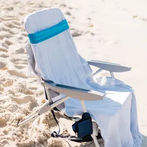 Beach Chair Towel Band, Handmade, Cruise Lounge Chair Towel Holder, Handmade in Chicago, Blue