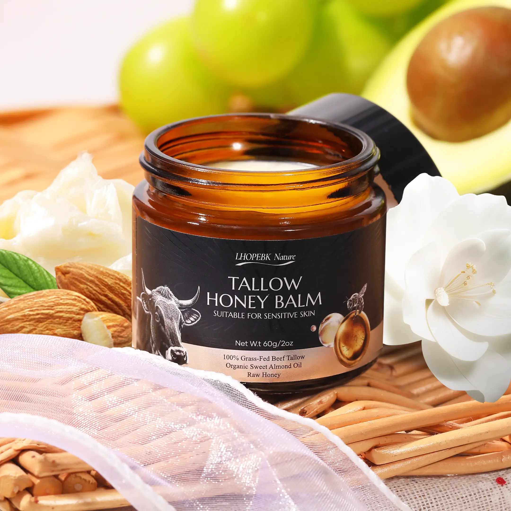 【B3G1F】Whipped Beef Tallow & Manuka Honey Balm - Organic Moisturizing Face Cream, Lip Balm, Hand & Foot Cream and Body Lotion Moisture Hydrate