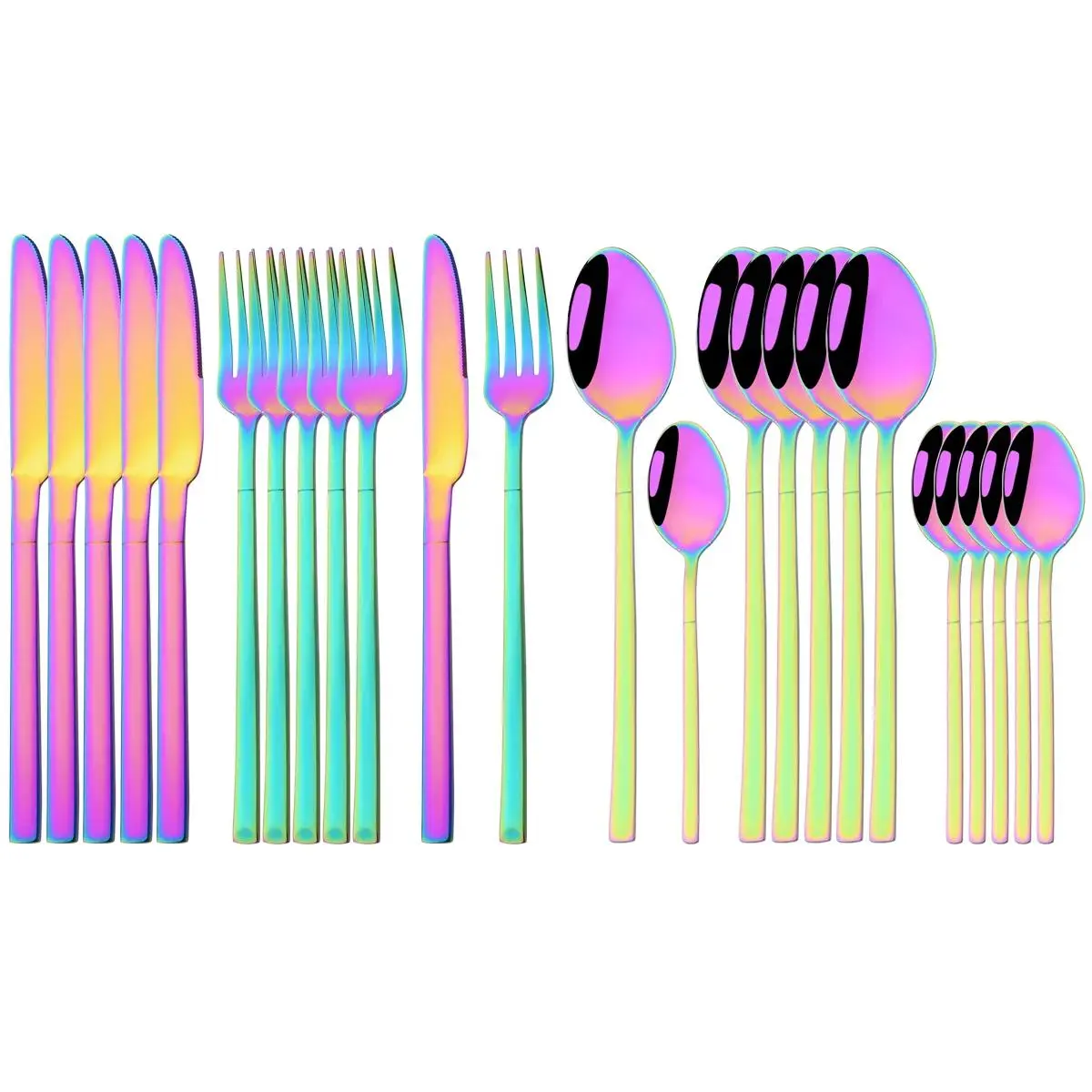 Stainless Steel Cutlery Set, 24pcs/set Including Knife, Fork, Spoon, Chopsticks, Forks Spoons and Knives Set, Tableware Set for Home Kitchen Party, Kitchen Accessories, Dinnerware Service Set, Dinner Utensil Set, Kitchenware