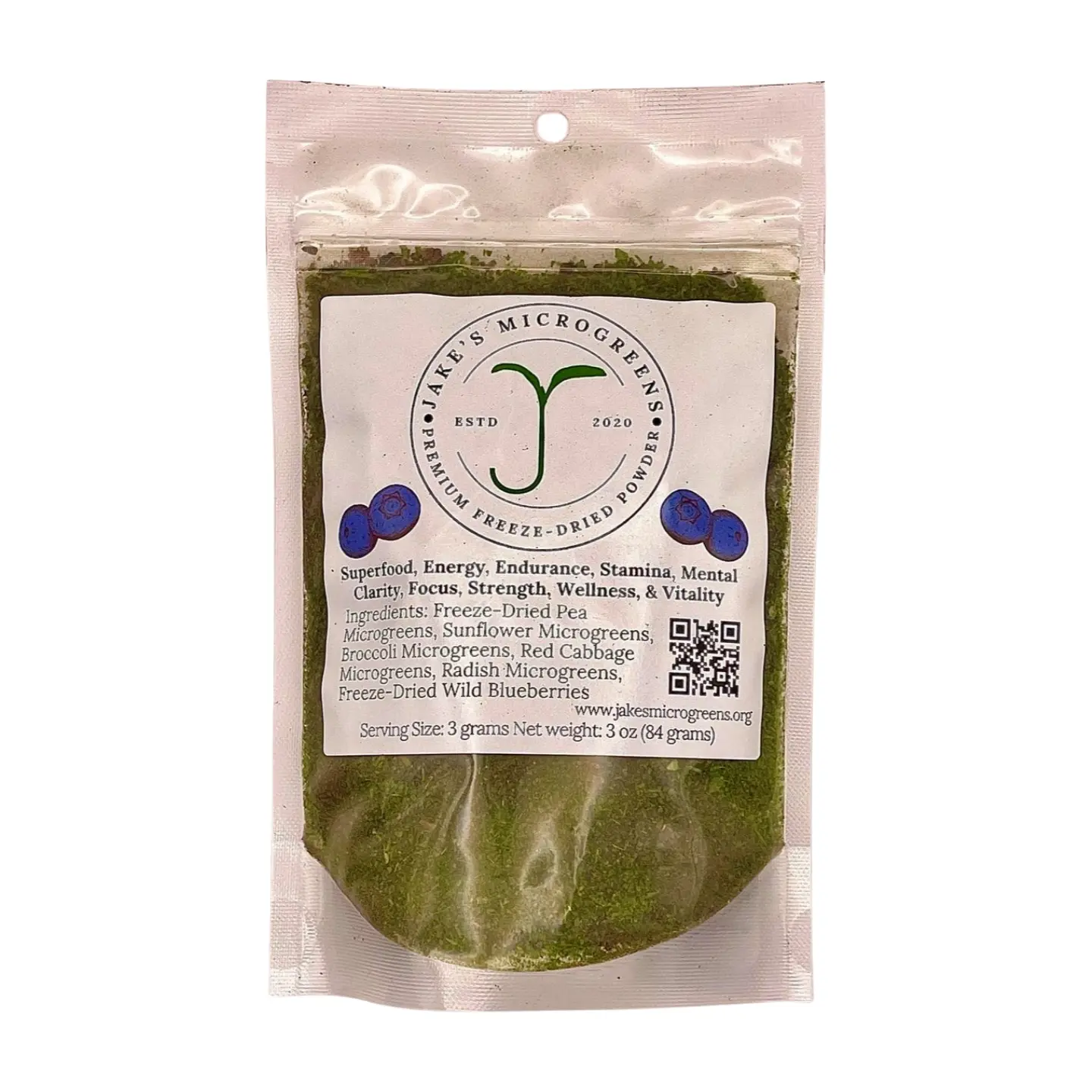 Jake's Microgreens: Microgreen Powder with Wild Blueberries | Daily Superfood Greens Powder | Increased Energy, Improved Digestion, Immune System Support, Mental Clarity | Dietary Supplement
