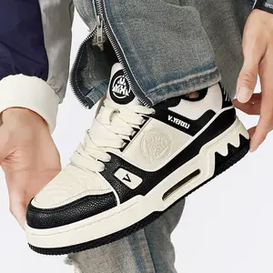 LISM Men's Low-Top Sneakers - -like Texture & Lace-Up/Turbo Strap Closure, Glossy Black & White PU/Fabric Upper, Arch & Cushioned Comfort, All-Season Casual & Light Hiking Shoes with White Laces & Black Rubber Sole - Minimalist Beige & Black Colorway, All