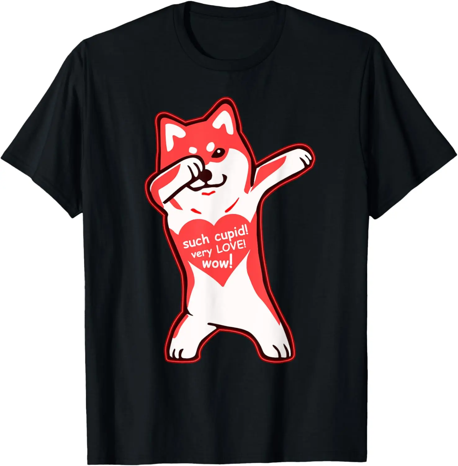 DOGE meme Valentine's Day shirt - DABBING SHIBA INU t-shirt T-Shirt Pure Cotton Graphic Tees Menswear Top: Gifts for Men & Women