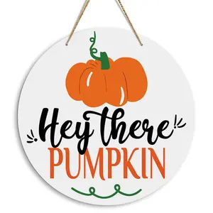 Pumpkin Design Wooden Hanging Sign, 1 Count Hello There Pumpkin Hanging Decor, Fall Decorations for Home Garden Office