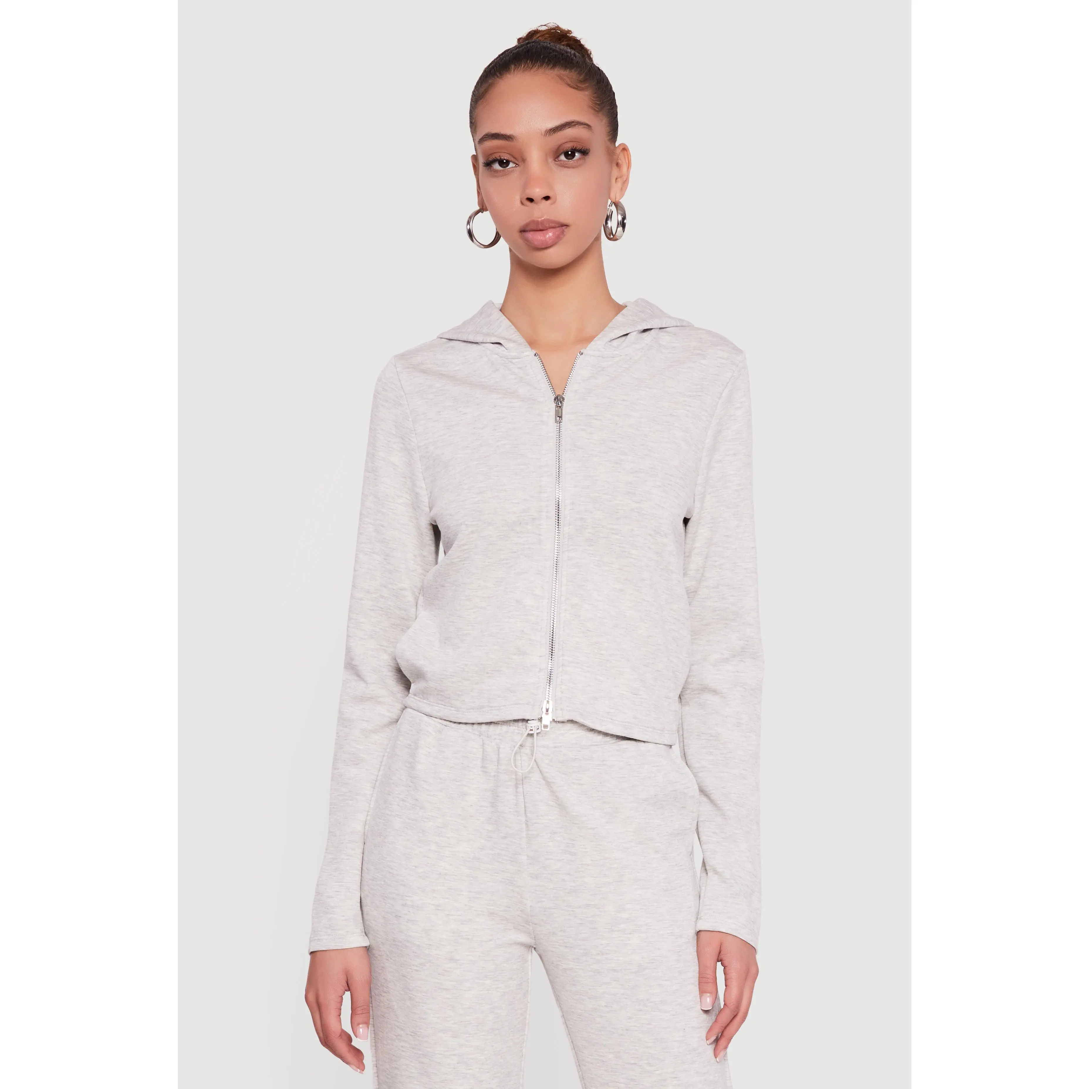 Scuba Zip Front Cropped Hoodie