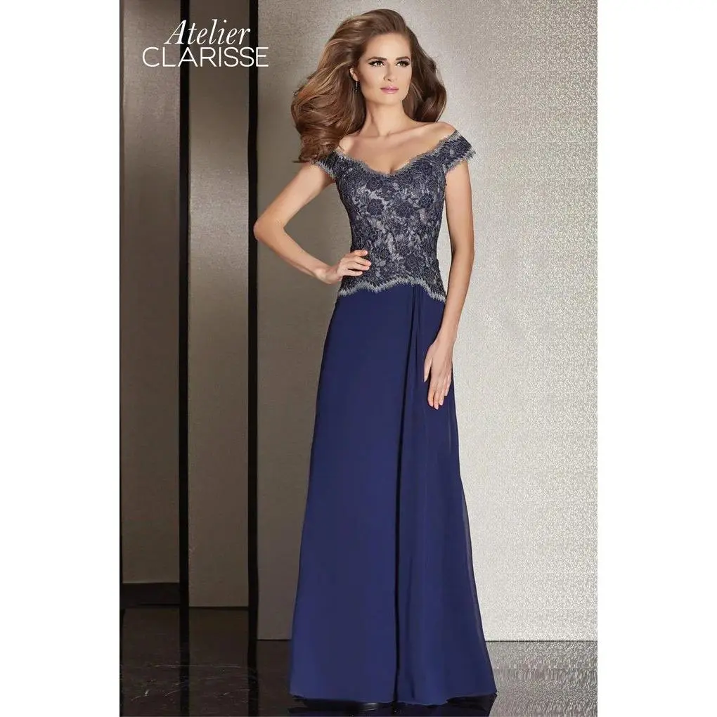 Clarisse -M6254 Floral Lace Off -Shoulder Gown