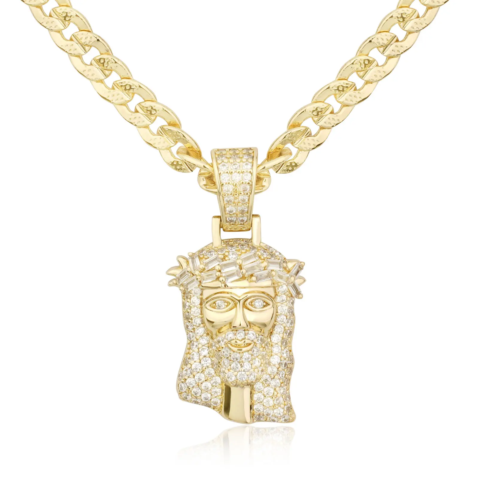 [New In] TANTIUE 14K Gold Plated Jesus Pendant for Men, 5A Cubic Zirconia Iced Out Cuban Chain Necklace for Men Women, Bling Rap Style Couple Jewelry campingessentials backtoschool