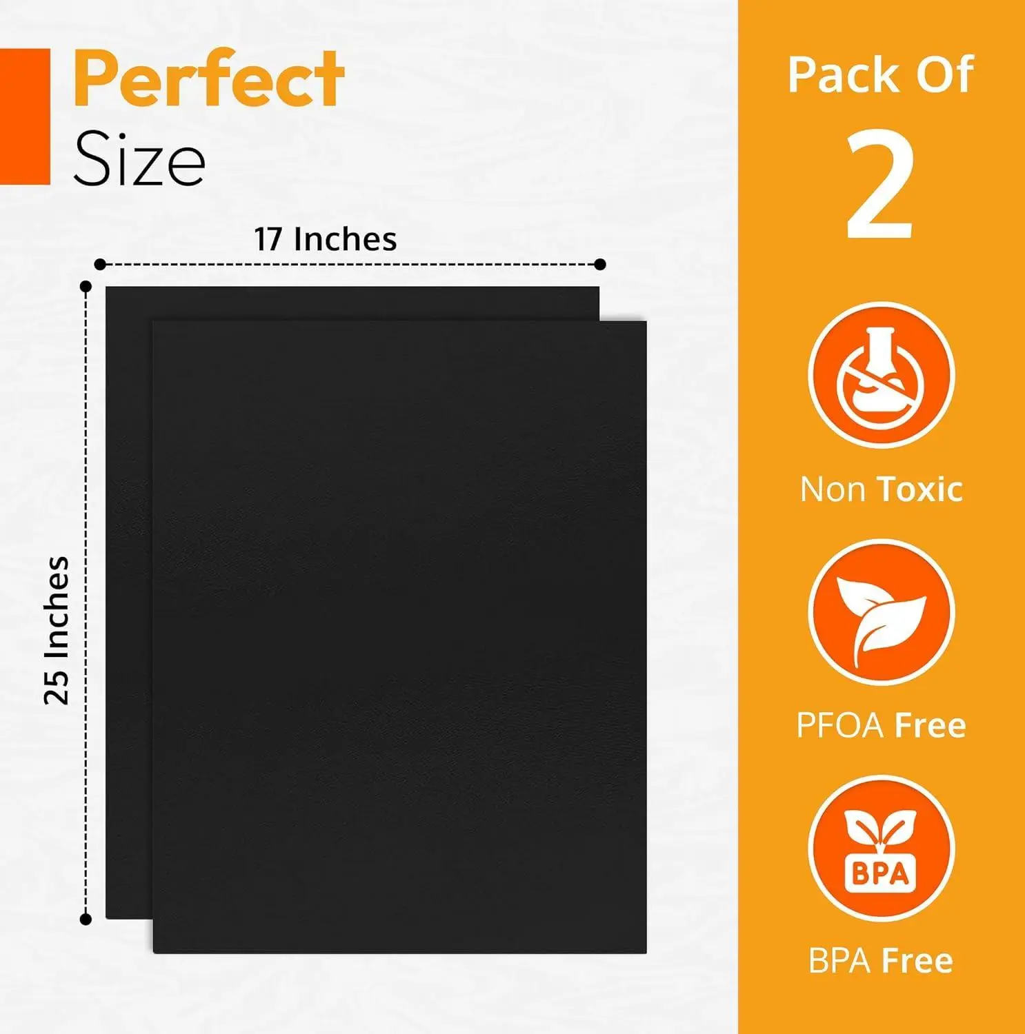 Oven Liners for Bottom of Oven - Thick Heavy Duty 17” X 25” 2 Pack Non-Stick Reusable Mats - BPA & PFOA Free Protector for Electric, Gas, Microwave & BBQ Grill Liner - Easy Clean & Heat Resistant Manki Trading LLC