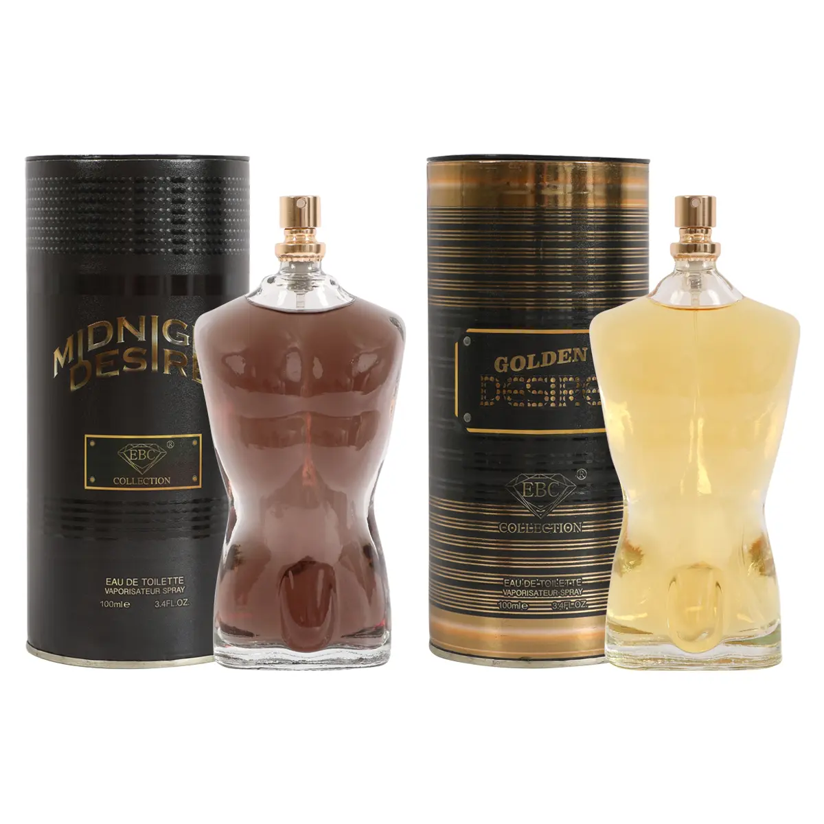 Men's Fragrance Bundle -  Midnight Desire and Golden Desire Spray Cologne Eau de Toilette for Men - 100ml/3.4fl.oz. each