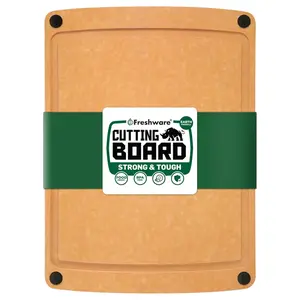 Freshware 20x14 Wood Cutting Board for Kitchen – Extra Large Chopping Board with Juice Groove, Non-Slip Silicone Feet, Dishwasher Safe, Natural Wood, Wooden