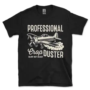 Professional Crop Duster Funny Men TShirt, Silent But Deadly Humor Tee, Retro Aviation Graphic Short Sleeve Shirt for Men, Cool Dad Joke Top, Trendy Christmas Gift for Funny Guys