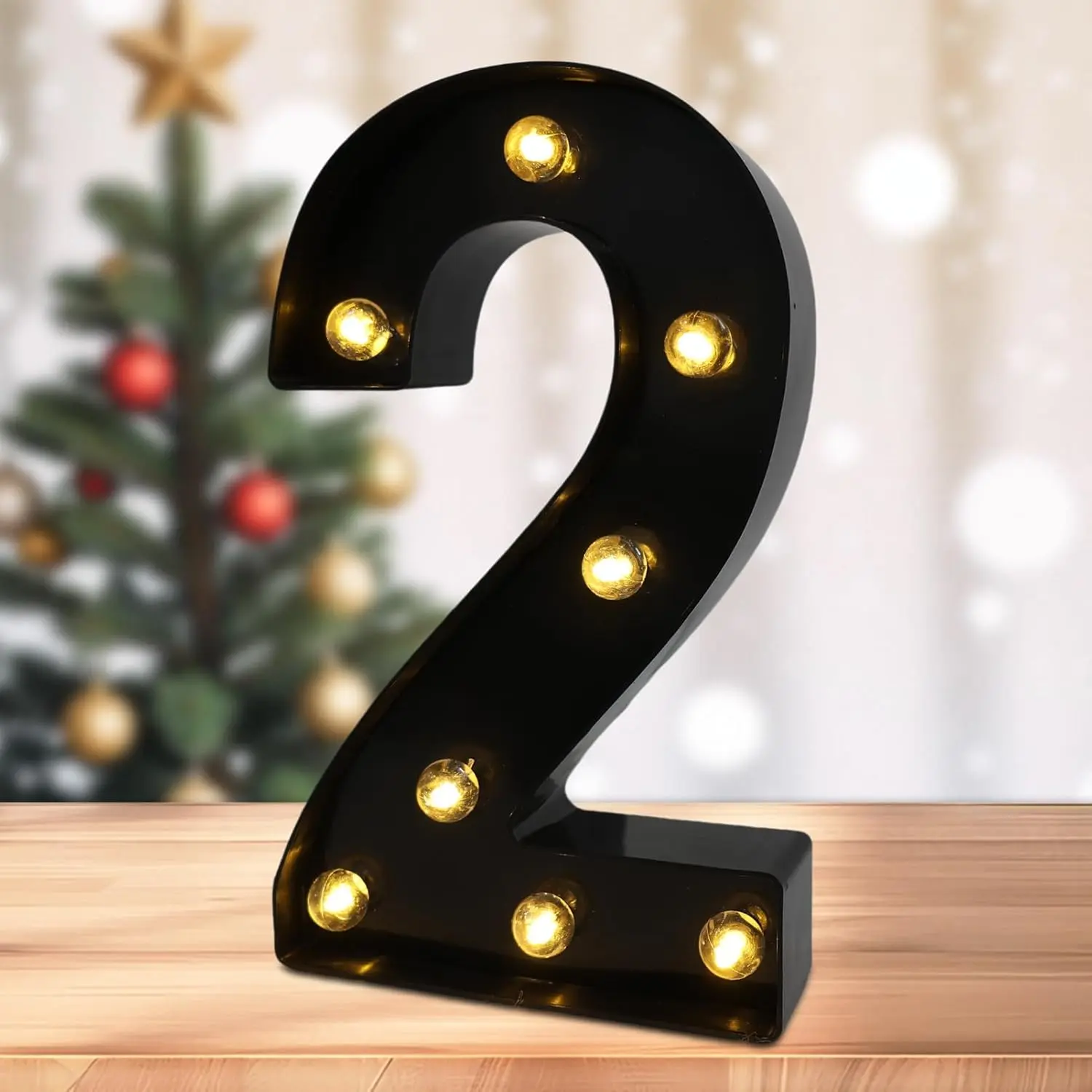 LED Marquee Numbers, 2026 Light Up Numbers for Party, Small Light Up Letters, Battery Powered Lighted Number for Birthday or Home Decor (Black, 2)