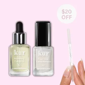Cuticle Rescue Set: Londontown Nail Care Bundle with Nourishing Cuticle Oil, Fresh Glow Cuticle Oil Remover, Glass Cuticle Pusher