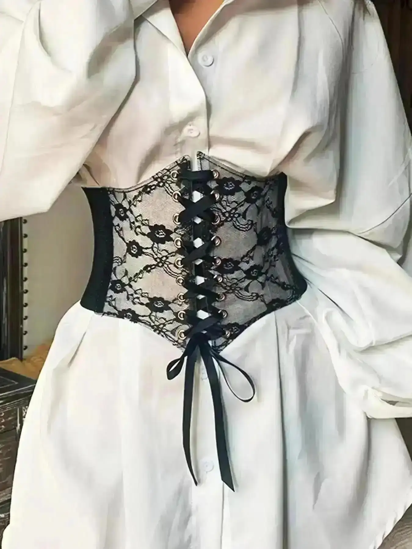 New Transparent Lace Elastic Waist Belt for Women Wide Adjustable Buckle Design Perfect Match Dresses Lolita Style Trendy Fashion Stretchy Luxury Elegant Classy Piece Exquisite Modern Sophisticated Chic Charming