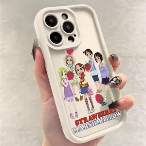 Anime Strawberry Marshmallow Phone Case Suitable for iPhone 17 16e 16 15 14 13 12 11 Mini Pro Max Air X XR XSMAX 8 7 Plus Anti Fall Protection Soft TPU Back Cover