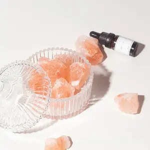 Aromatherapy Diffuser Stone Set 100% Natural Himalayan Salt Stone ( Glass Jar + Essential Oil 10ml Included )