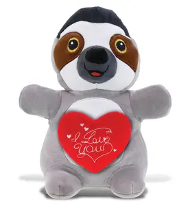DOLLIBU Standing Sloth Plush - Polyester Snug-Mooshies Plush, Red Heart Design, "I Love You" Print, Romantic Gift for Stuffed Toy Enthusiasts, Romantic Gifts
