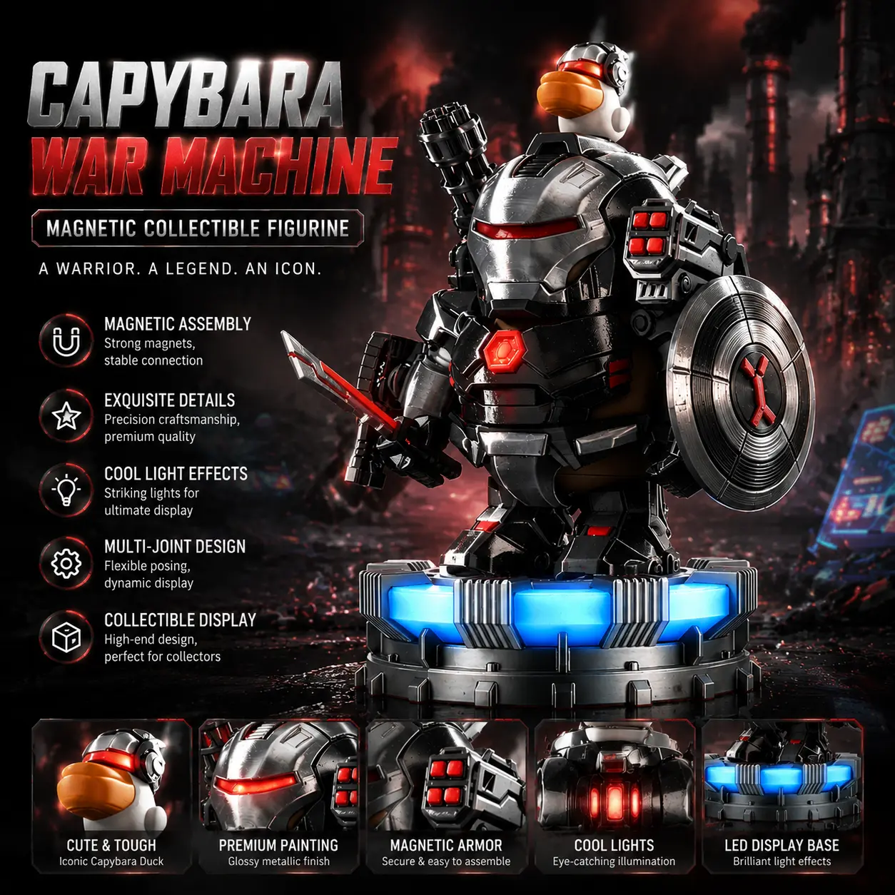 Capybara Magnetic Mecha Building Figure Set – Assembled Collectible Desk Decoration Toy