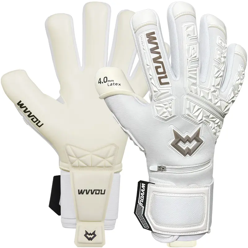 WVVOU Guardian 2.0 Adult Football Goalkeeper Gloves, 3D-Tailored 3-Dimensional Tailoring Goalkeeper Equipment with 5 Detachable Finger Saves, 4+3mm Sticky Latex Palm, Abrasion-Resistant Breathable Latex/Nylon Construction, Drop Molding Design