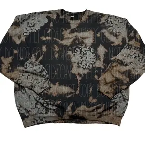Leopard print acid wash crewneck sweatshirt  Womenswear Unisex Hoodie