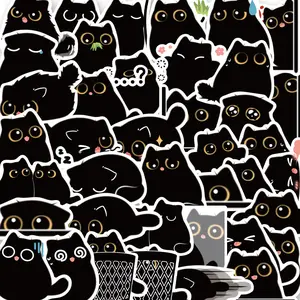 50PCS Black Cat Cute Kawaii Stickers Vintage For DIY Notebook Guitar Scrapbooking Motorcycle Laptop Luggage Graffiti Decals